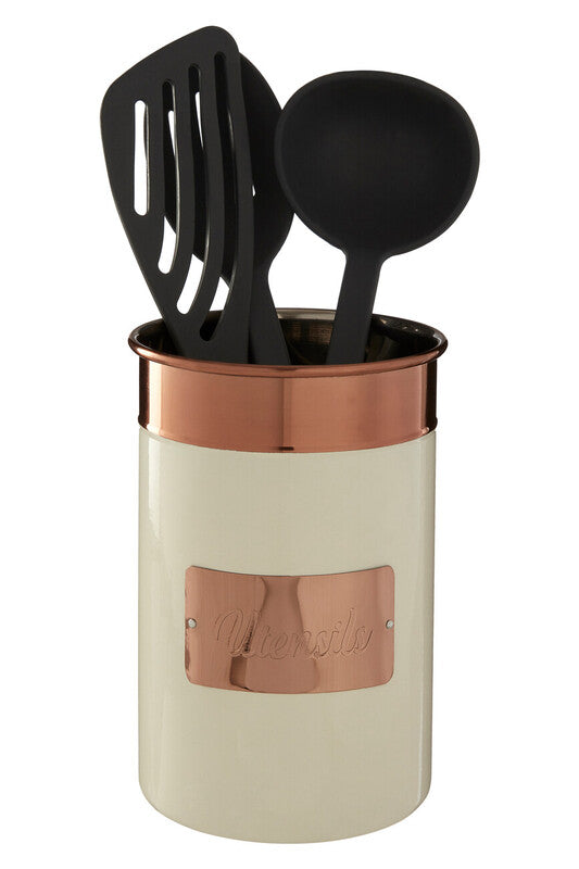 Cream and Copper Stainless Steel Utensil Holder | Prescott