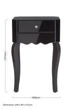1 Drawer Black Mirrored Glass Top Side Table with MDF Base | Orchid
