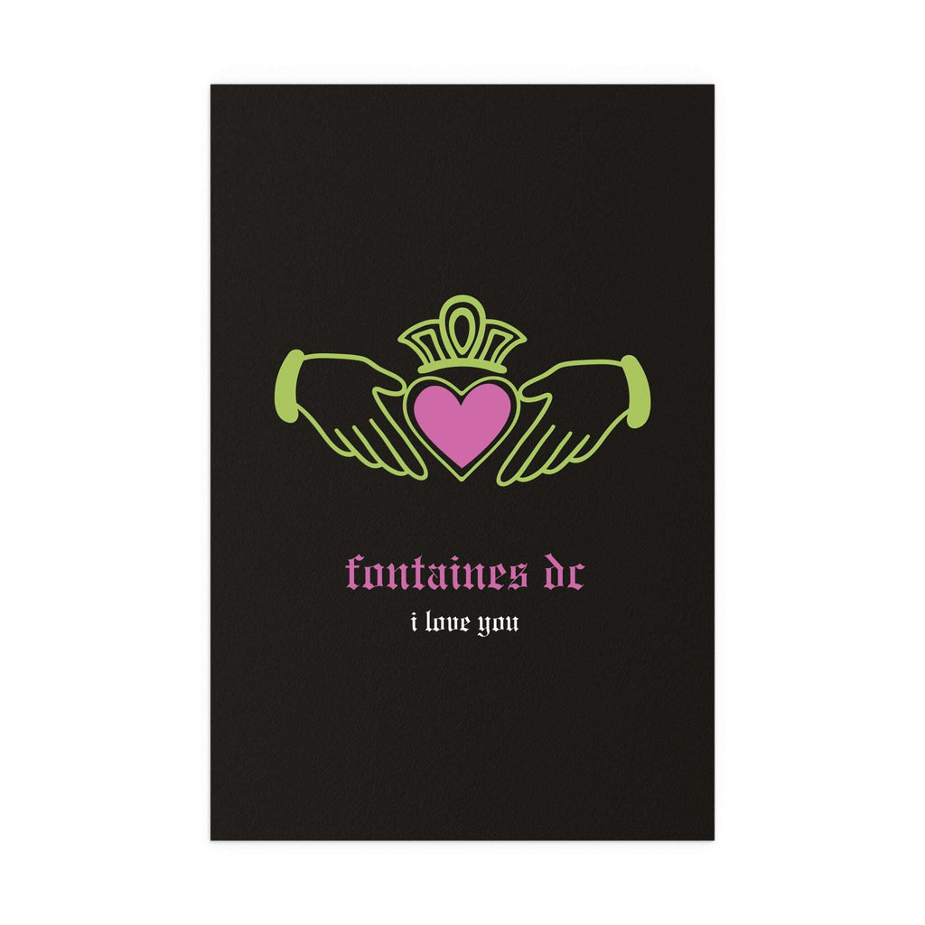 Fontaines DC - I Love You - Irish Claddagh (Black + Green + Pink)