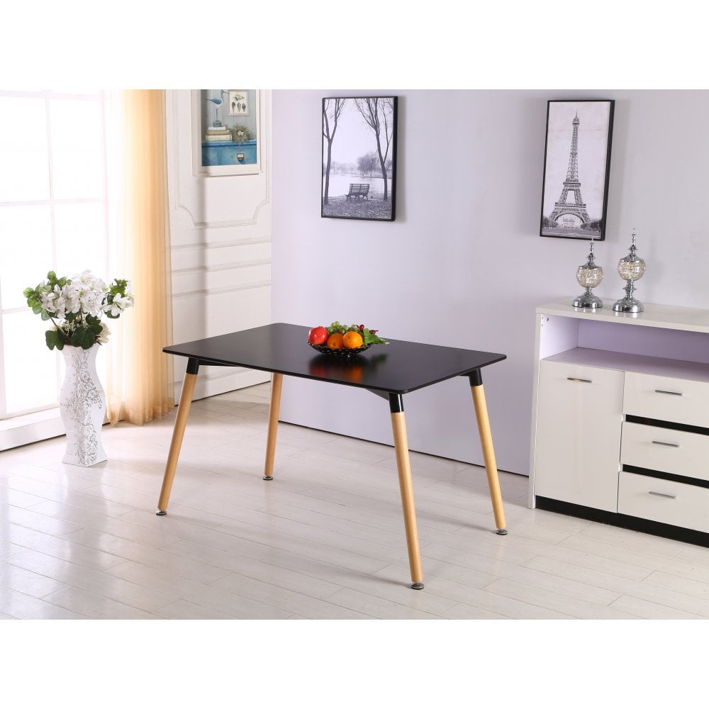 Patchwork Halo Dining Set Includes a Black Dining Table & Set of 4 Multicolour Fabric Chairs