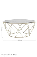 Hexagon Tempered Glass Top Coffee Table with Gold Brushed Nickel Base | Allure