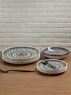 12 Piece Black and White Dinner Set | Maya