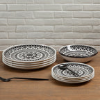 12 Piece Black and White Dinner Set | Maya