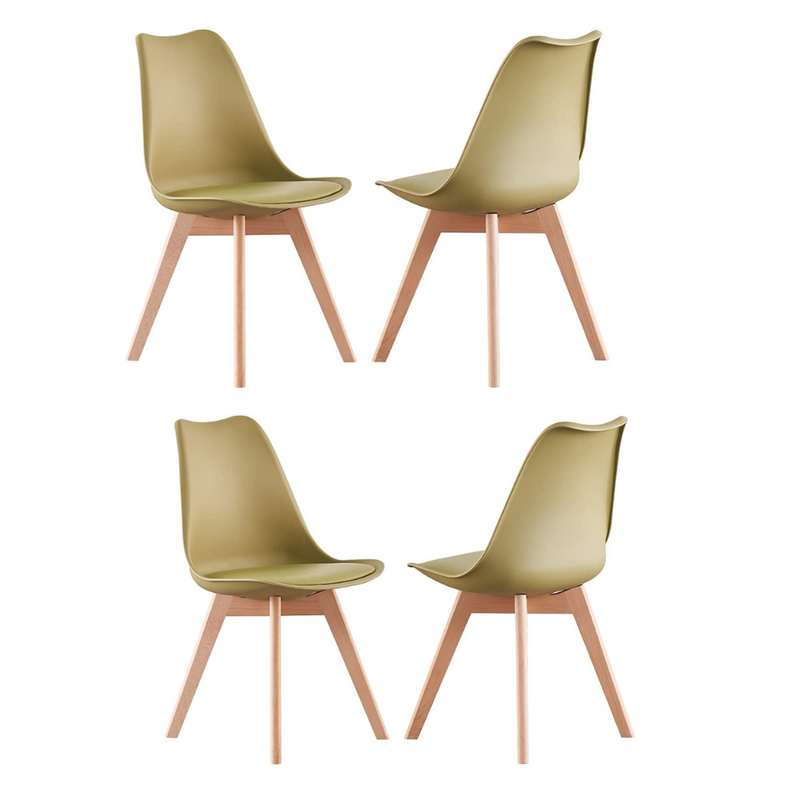 White Halo Dining Table & Set of 4 Lorenzo Jamie Tulip Dining Chairs with Padded Seat