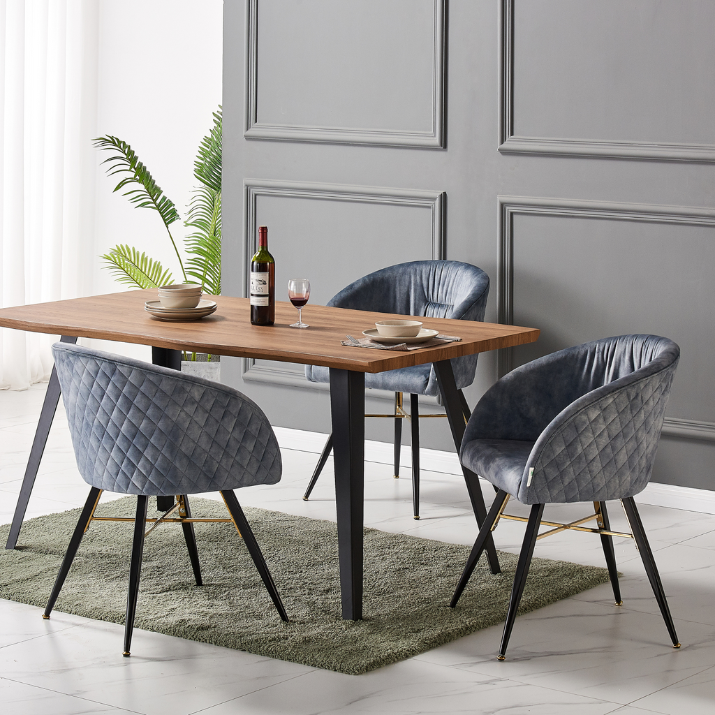 Vittorio Rocco LUX 5PCs Dining Set includes an Oak Dining Table and Set of 4 Dining Chairs