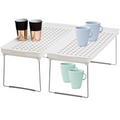 Set of 2 White and Grey Foldable Cabinet Racks | Romm