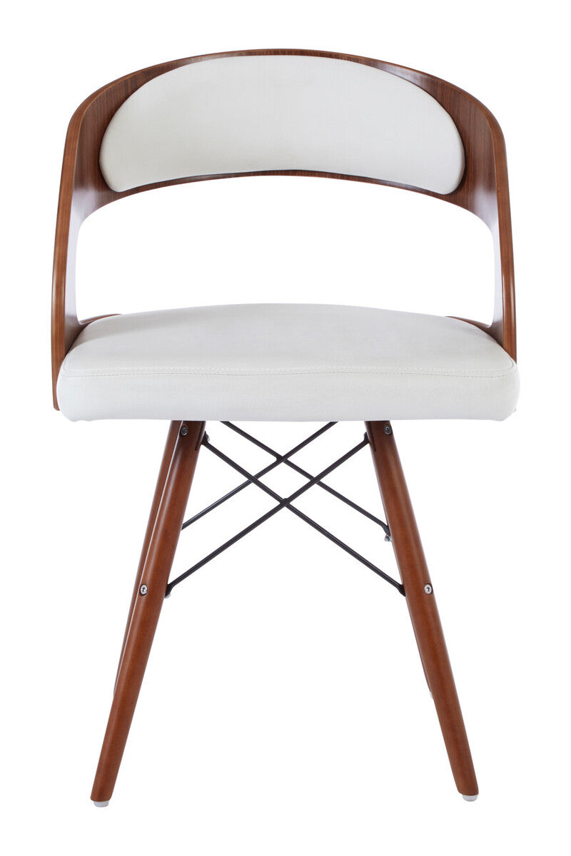 White Leather Effect Chair with Curved Back | Parkar