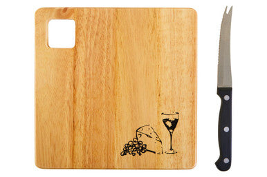 Cheese Board and Knife Set | Rubberwood