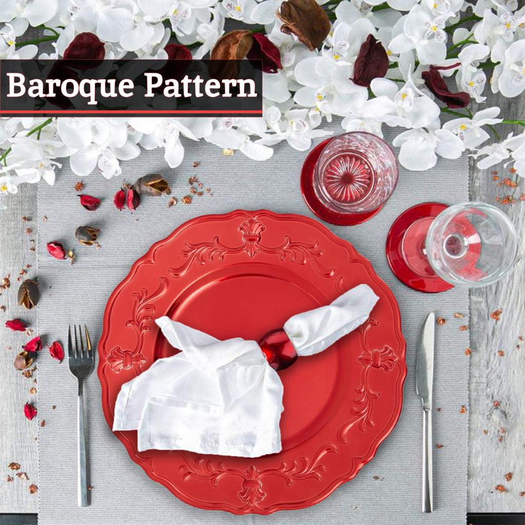 Red Baroque Charger Plate | Dia