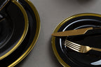 Set of Four Ida 33cm Dia Black Glass Charger Plates