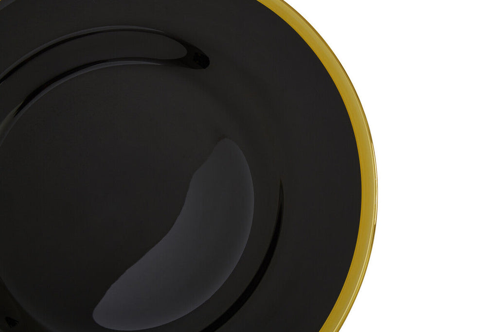 Set of Four Ida 33cm Dia Black Glass Charger Plates