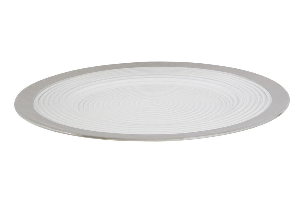 Ida Set of Four 33cm Dia Embossed Charger Plates with Silver Rim