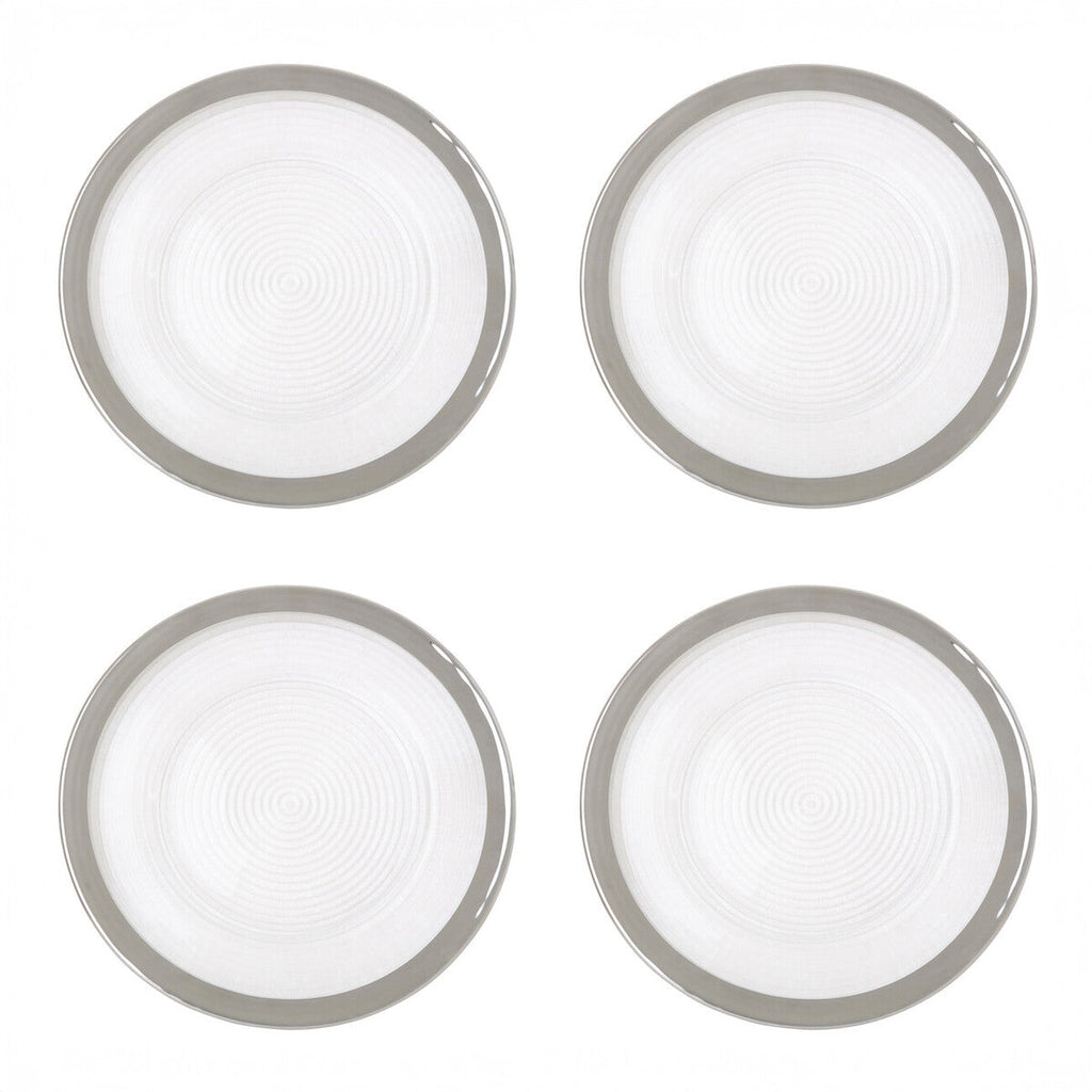 Ida Set of Four 33cm Dia Embossed Charger Plates with Silver Rim