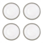 Ida Set of Four 33cm Dia Embossed Charger Plates with Silver Rim