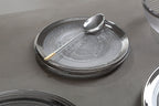 Ida Set of Four 33cm Dia Embossed Charger Plates with Silver Rim