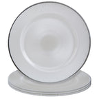 Set of Four Ida 33cm Dia Embossed White Glass Charger Plates
