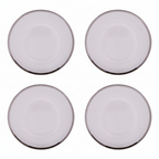 Ida Set of Four 33cm Dia Plain Charger Plates with Silver Rims