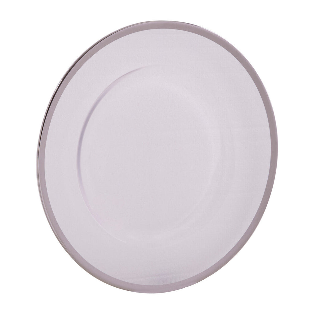 Ida Set of Four 33cm Dia Plain Charger Plates with Silver Rims