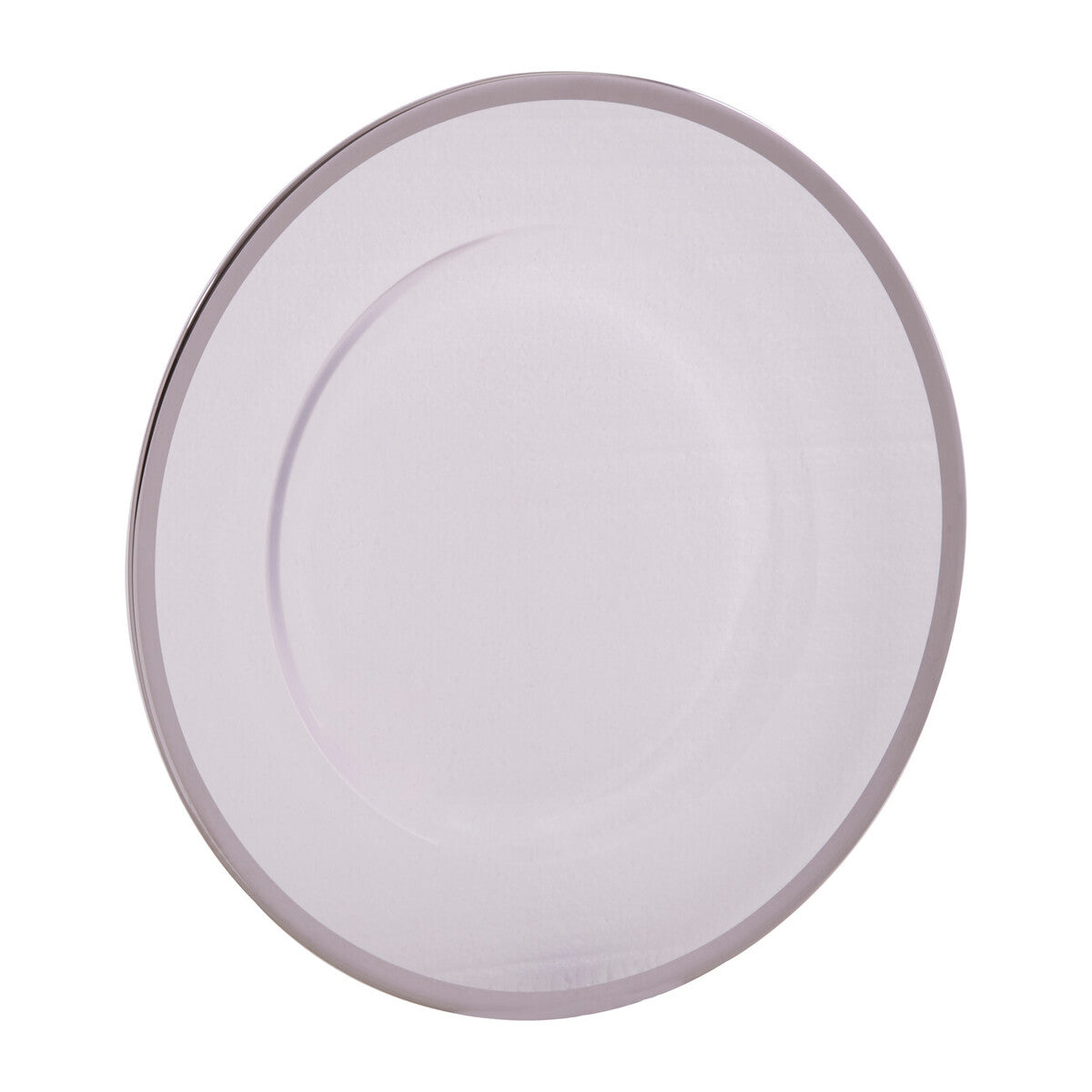 Ida Set of Four 33cm Dia Plain Charger Plates with Silver Rims