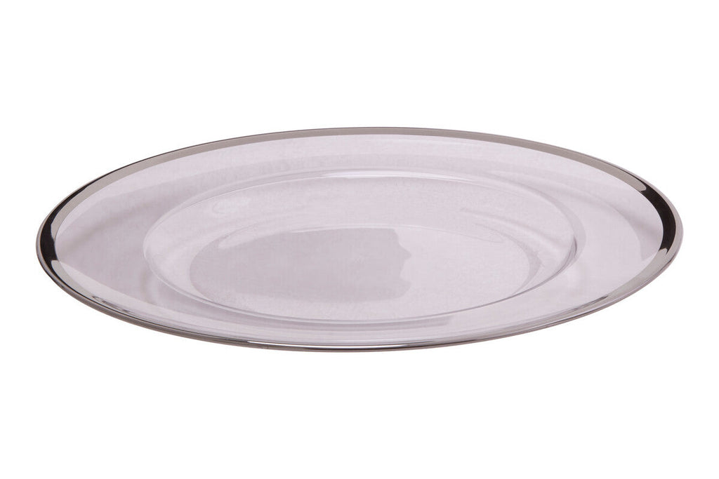 Ida Set of Four 33cm Dia Plain Charger Plates with Silver Rims