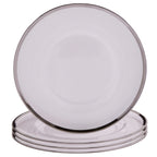 Ida Set of Four 33cm Dia Plain Charger Plates with Silver Rims