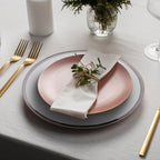 Ida Set of Four 33cm Dia Plain Charger Plates with Silver Rims