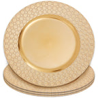 Gold Charger Plate with Octagon Pattern Rim | Dia