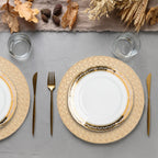 Gold Charger Plate with Octagon Pattern Rim | Dia