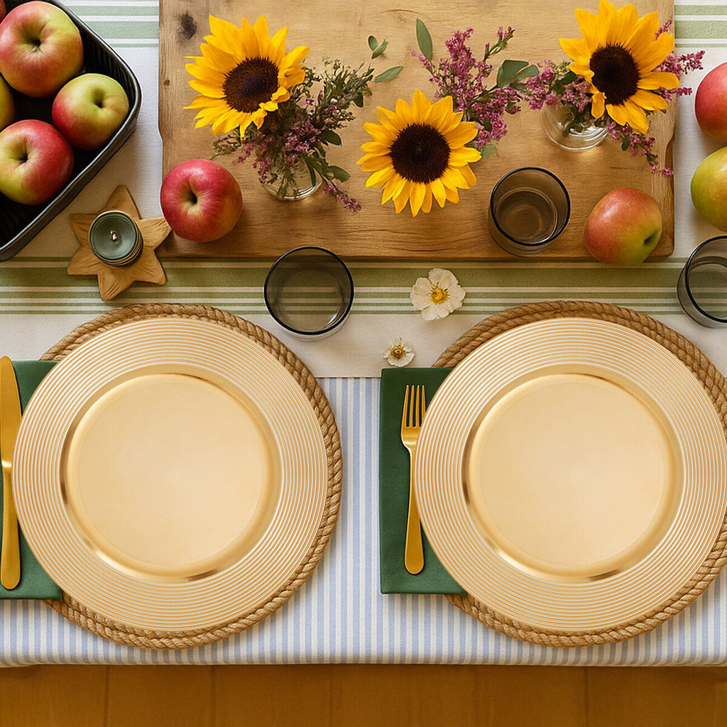 Gold Charger Plate with Ribbed Rim | Dia