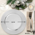 Silver Charger Plate with Ribbed Rim | Dia
