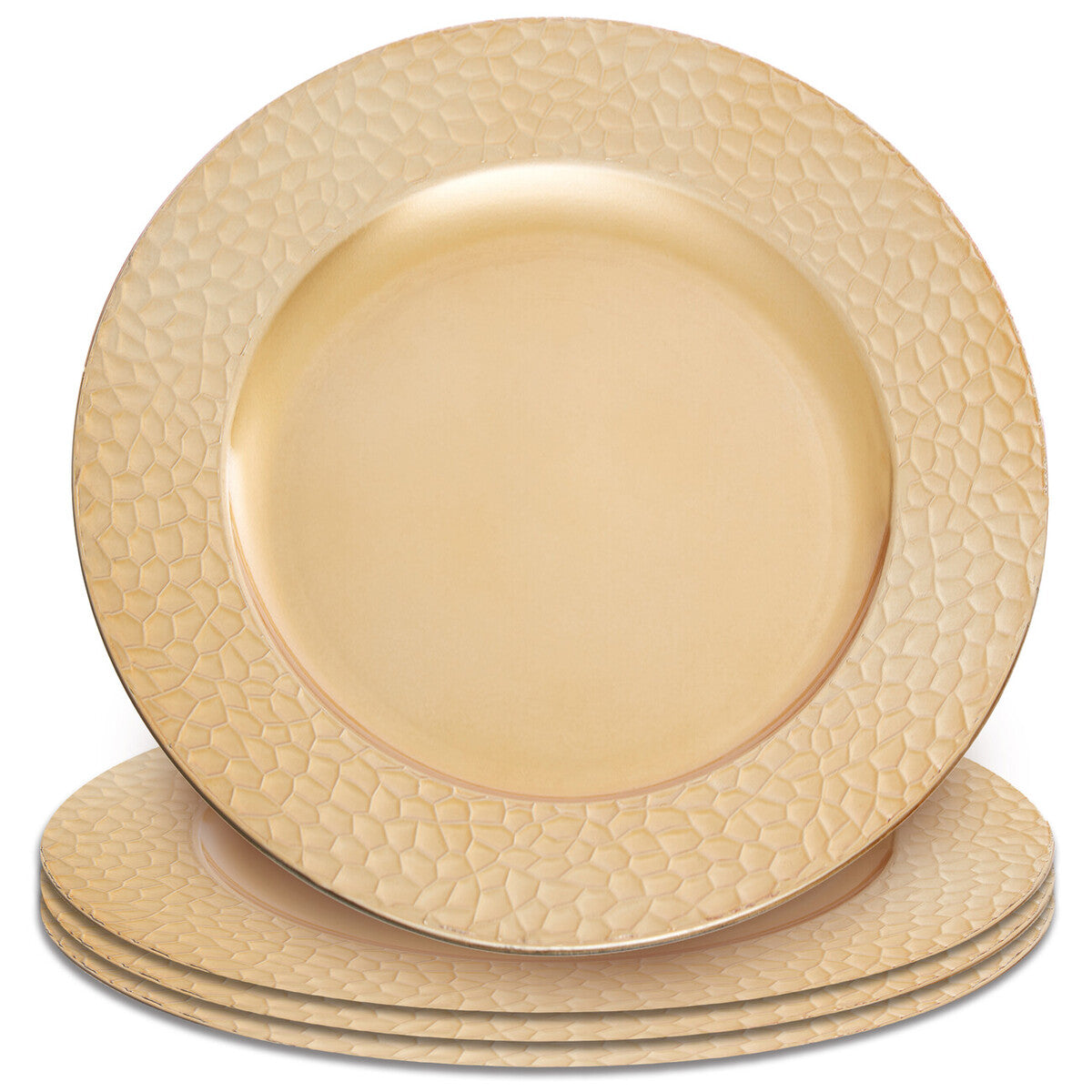 Gold Charger Plate with Hammered Rim | Dia