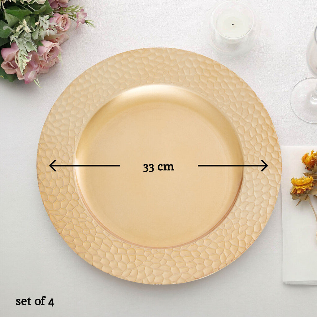 Gold Charger Plate with Hammered Rim | Dia