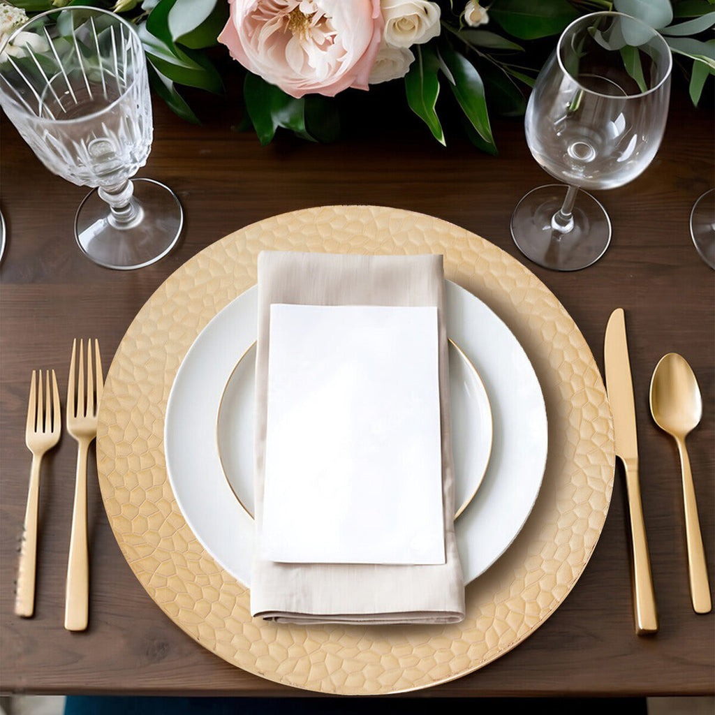 Gold Charger Plate with Hammered Rim | Dia