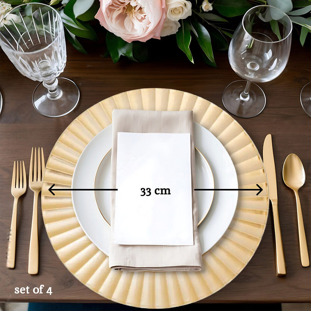 Gold Finish Wave Rim Charger Plate | Dia