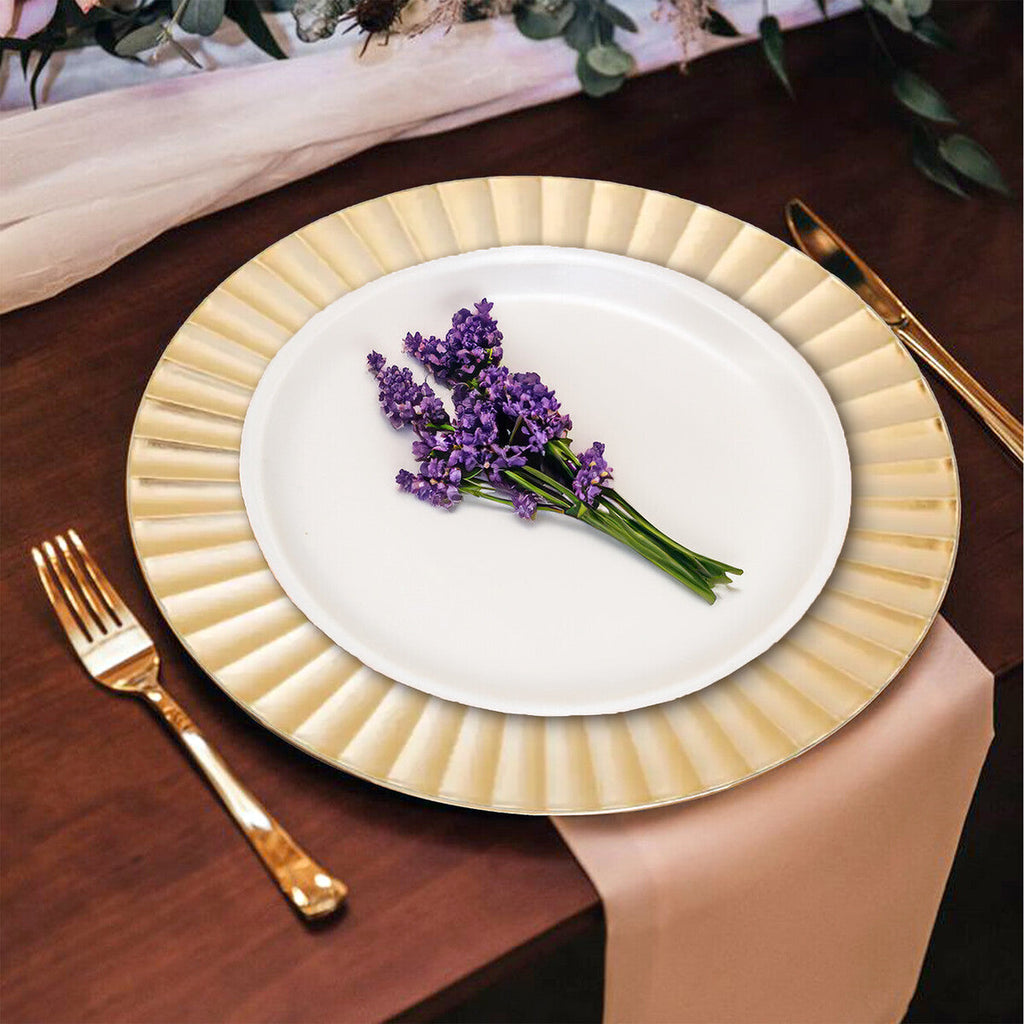 Gold Finish Wave Rim Charger Plate | Dia