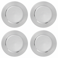 Set of Four 33cm Dia Silver Charger Plates with Ribbed Rims