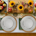 Set of Four 33cm Dia Silver Charger Plates with Ribbed Rims