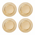 Set of Four 33cm Dia Gold Charger Plates with Hammered Rims