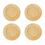 Set of Four 33cm Dia Gold Finish Hammered Charger Plates