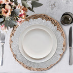 Set of Four 33cm Dia Silver Finish Reef Charger Plates