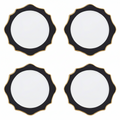 Set of 4 33cm Dia White and Black Round Charger Plates