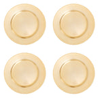 Set of Four 33cm Dia Gold Finish Flat Style Charger Plates
