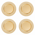 Set of Four 33cm Dia Gold Finish Pebble Effect Charger Plates