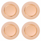 Set of Four 33cm Dia Rose Gold Pebble Effect Charger Plates