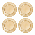 Set of Four 33cm Dia Gold Finish Wave Rim Charger Plates
