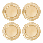 Set of Four 33cm Dia Gold Finish Wave Rim Charger Plates