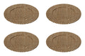 Set of Four 33cm Dia Pandanus Black and Natural Charger Plates