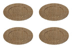 Set of Four 33cm Dia Pandanus Black and Natural Charger Plates