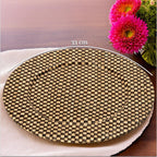 Set of Four 33cm Dia Pandanus Black and Natural Charger Plates