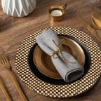 Set of Four 33cm Dia Pandanus Black and Natural Charger Plates